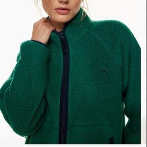 Aritzia TNA Forest Green Bigfoot Polar Zip Up Cropped Size S